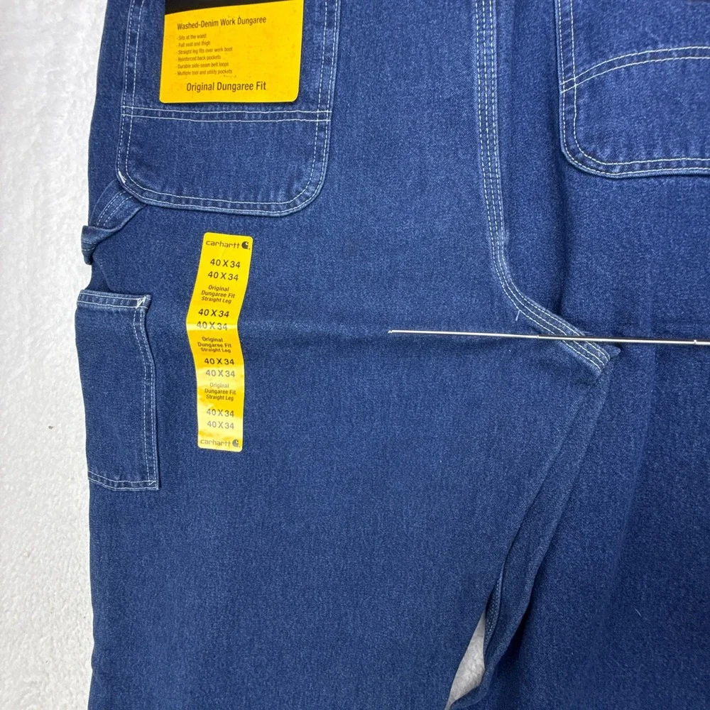 Carhartt Men's 40x34 Dark Wash Denim Dungaree‎ Fit Work Pants B13 DST